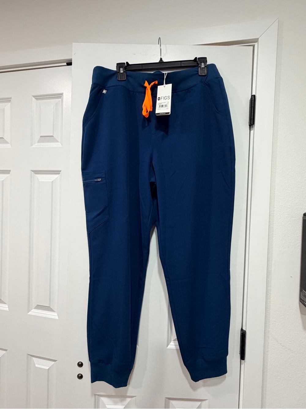 Figs Navy Track Joggers with Orange Drawstring